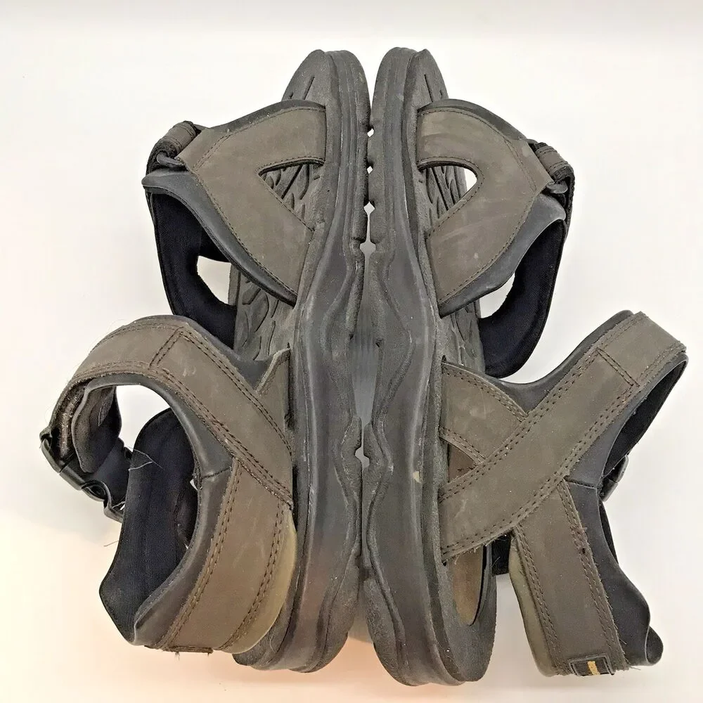 Rock River Sports Sandals Men's 13 Brown Faux Leather Hook & Loop Hiking Shoes